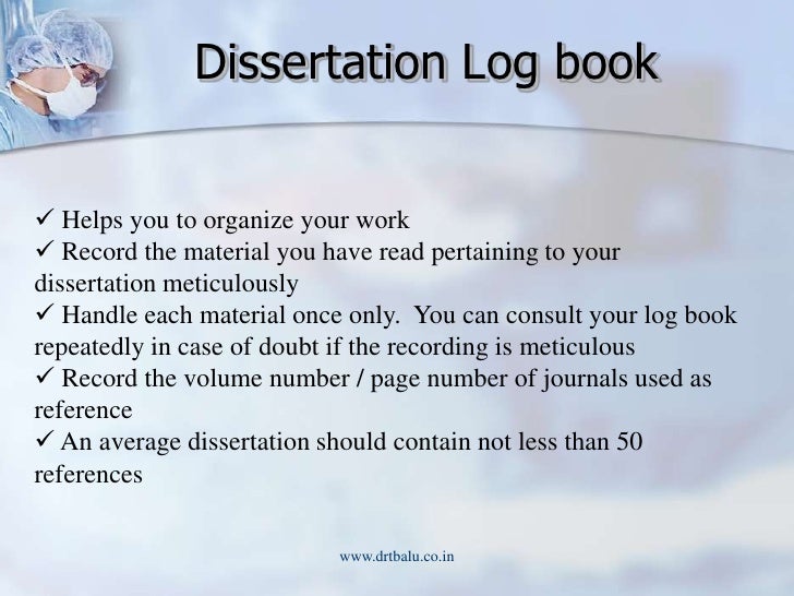 dissertation logbook example